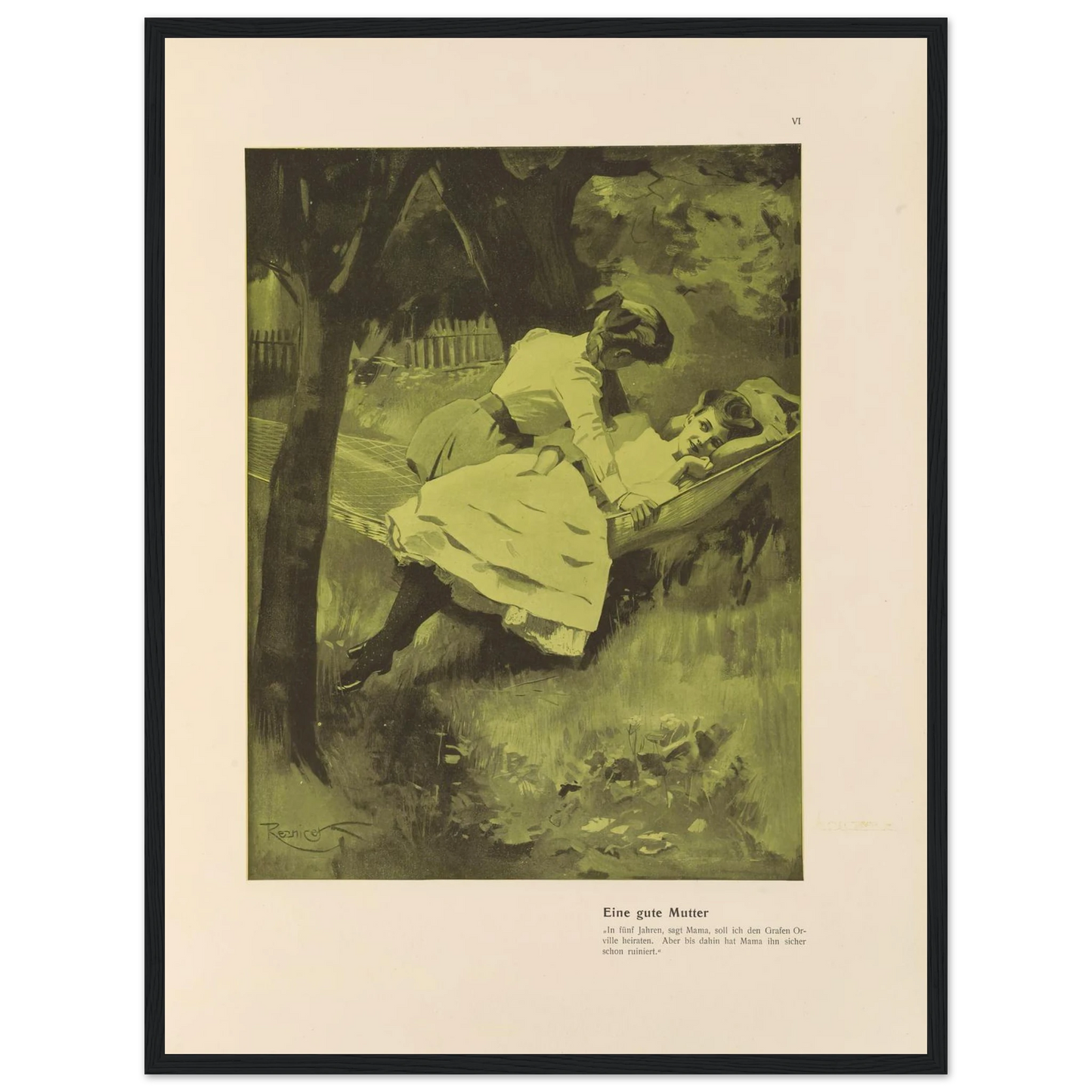 Eine gute Mutter (1908) Art Print | Ferdinand Freiherr von Reznicek - Framed Poster - 30x40 cm / 12x16″ - Black frame