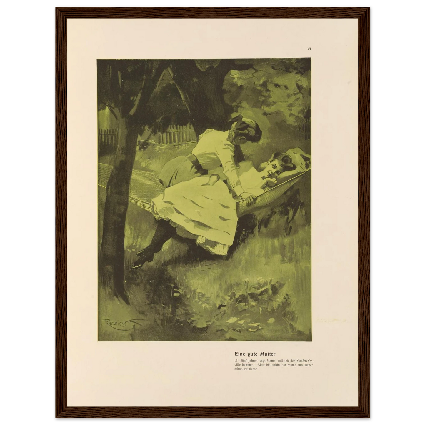 Eine gute Mutter (1908) Art Print | Ferdinand Freiherr von Reznicek - Framed Poster - 30x40 cm / 12x16″ - Black frame
