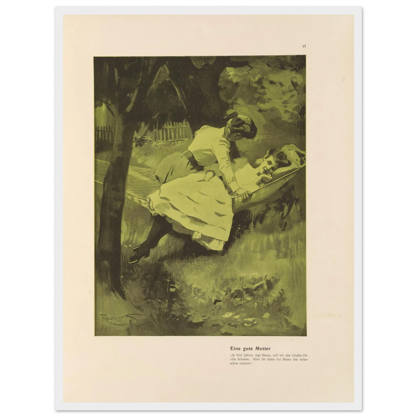Eine gute Mutter (1908) Art Print | Ferdinand Freiherr von Reznicek - Framed Poster - 30x40 cm / 12x16″ - Black frame