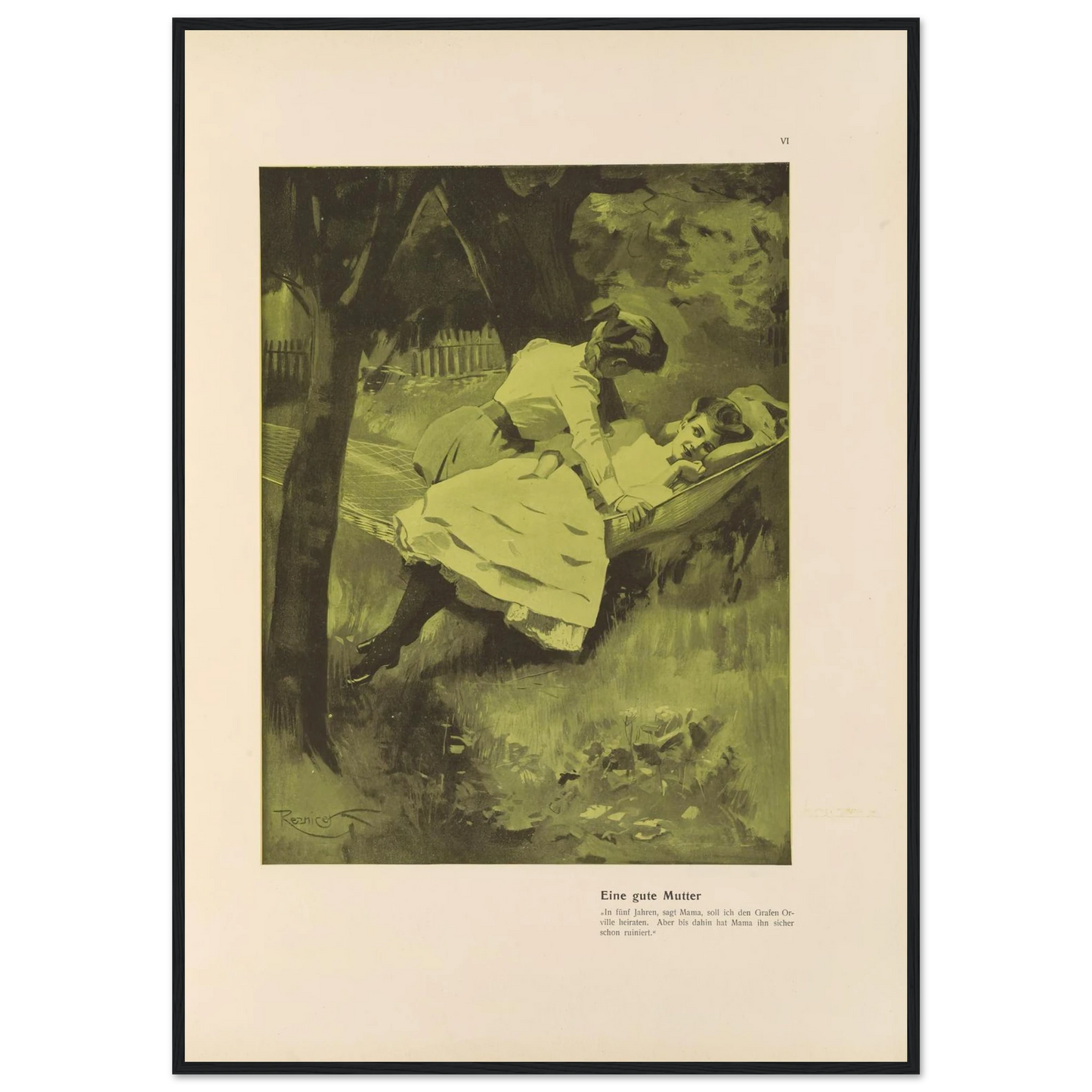 Eine gute Mutter (1908) Art Print | Ferdinand Freiherr von Reznicek - Framed Poster - 30x40 cm / 12x16″ - Black frame