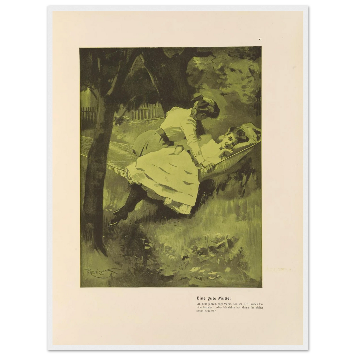 Eine gute Mutter (1908) Art Print | Ferdinand Freiherr von Reznicek - Framed Poster - 30x40 cm / 12x16″ - Black frame