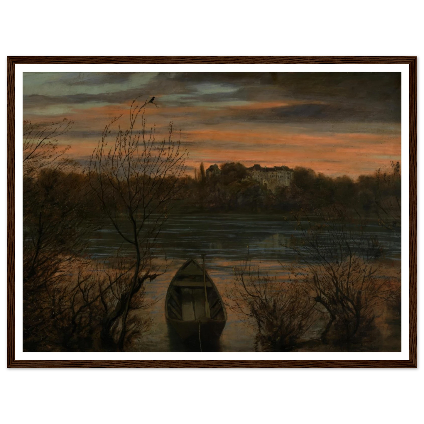 Einsamer Kahn (1880) Art Print | Hans Thoma - Framed Poster - 30x40 cm / 12x16″ - Black frame
