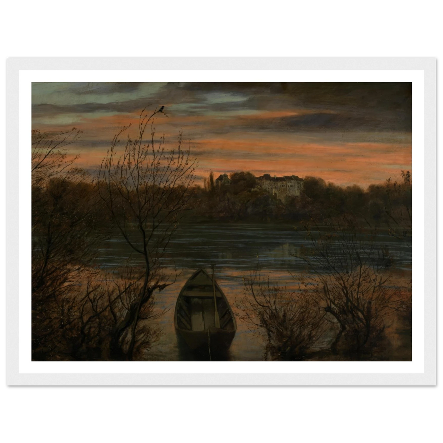 Einsamer Kahn (1880) Art Print | Hans Thoma - Framed Poster - 30x40 cm / 12x16″ - Black frame