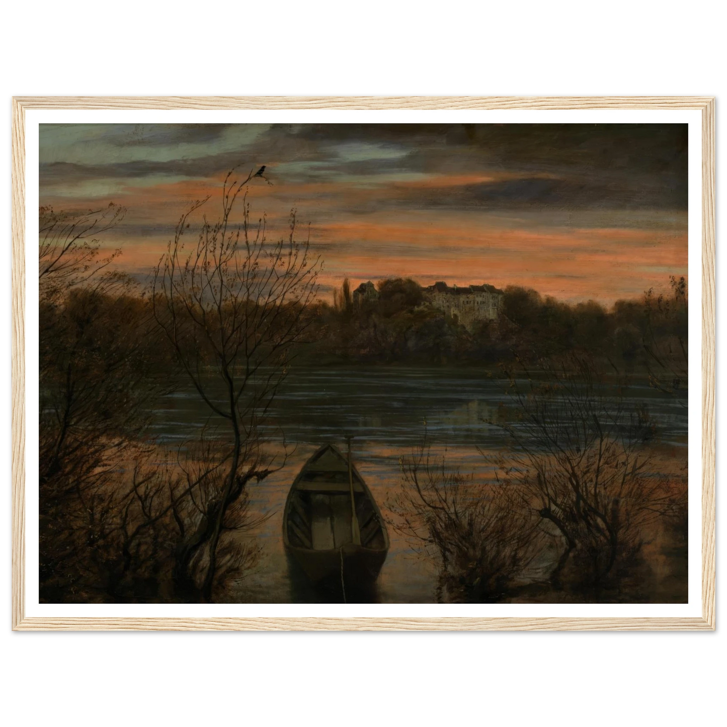 Einsamer Kahn (1880) Art Print | Hans Thoma - Framed Poster - 30x40 cm / 12x16″ - Black frame