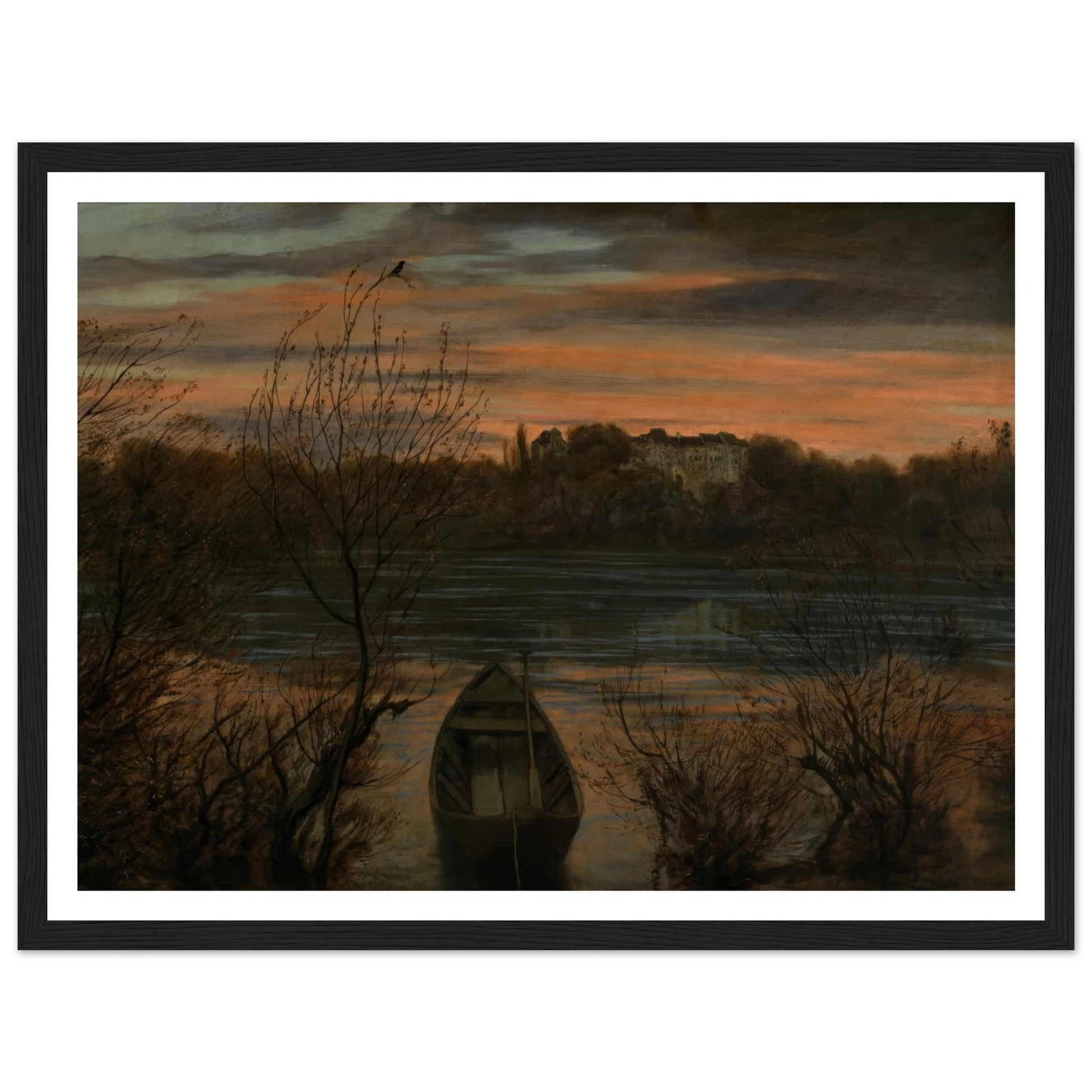 Einsamer Kahn (1880) Art Print | Hans Thoma - Framed Poster - 30x40 cm / 12x16″ - Black frame