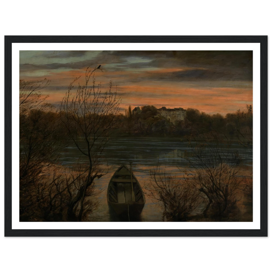 Einsamer Kahn (1880) Art Print | Hans Thoma - Framed Poster - 30x40 cm / 12x16″ - Black frame