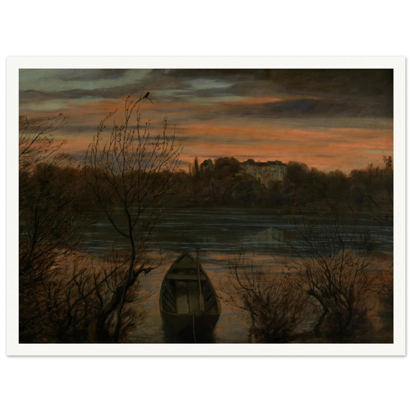Einsamer Kahn (1880) Art Print | Hans Thoma - Framed Poster - 30x40 cm / 12x16″ - Black frame