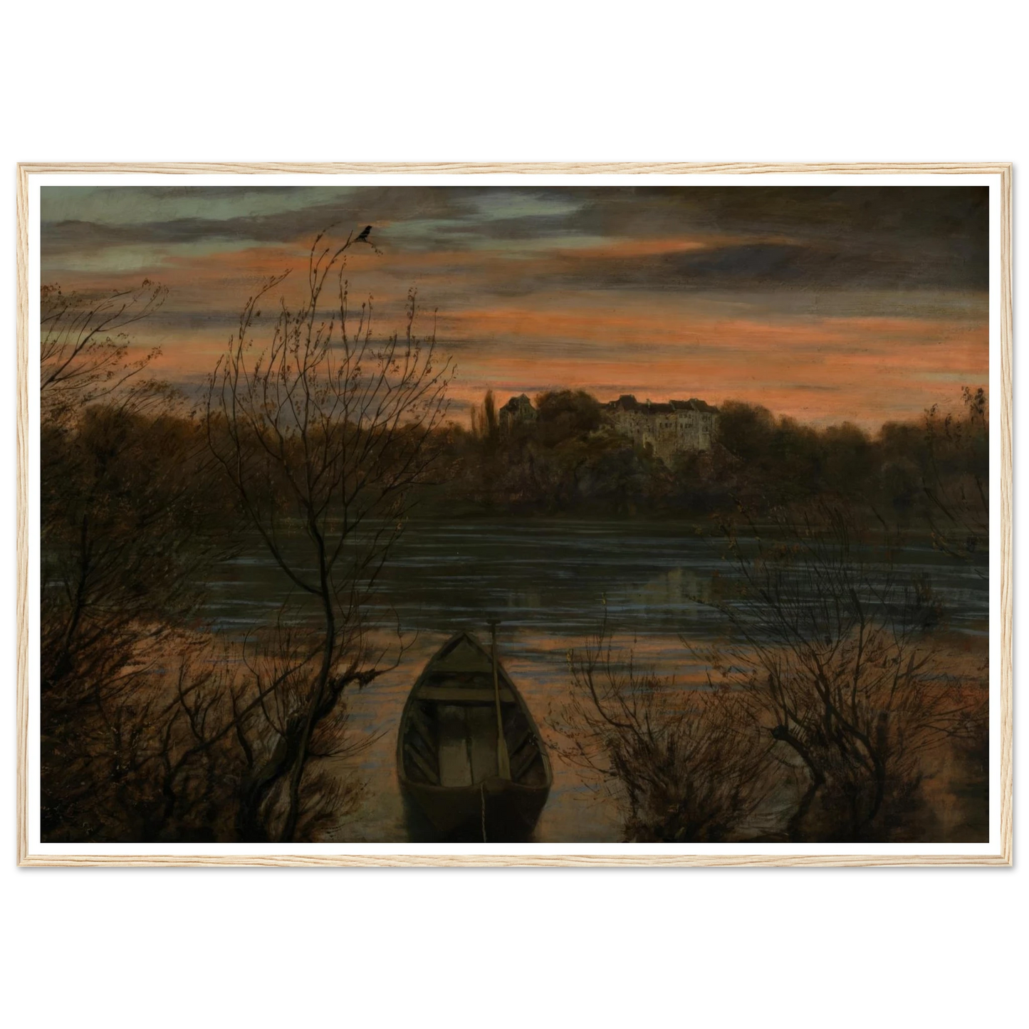 Einsamer Kahn (1880) Art Print | Hans Thoma - Framed Poster - 30x40 cm / 12x16″ - Black frame