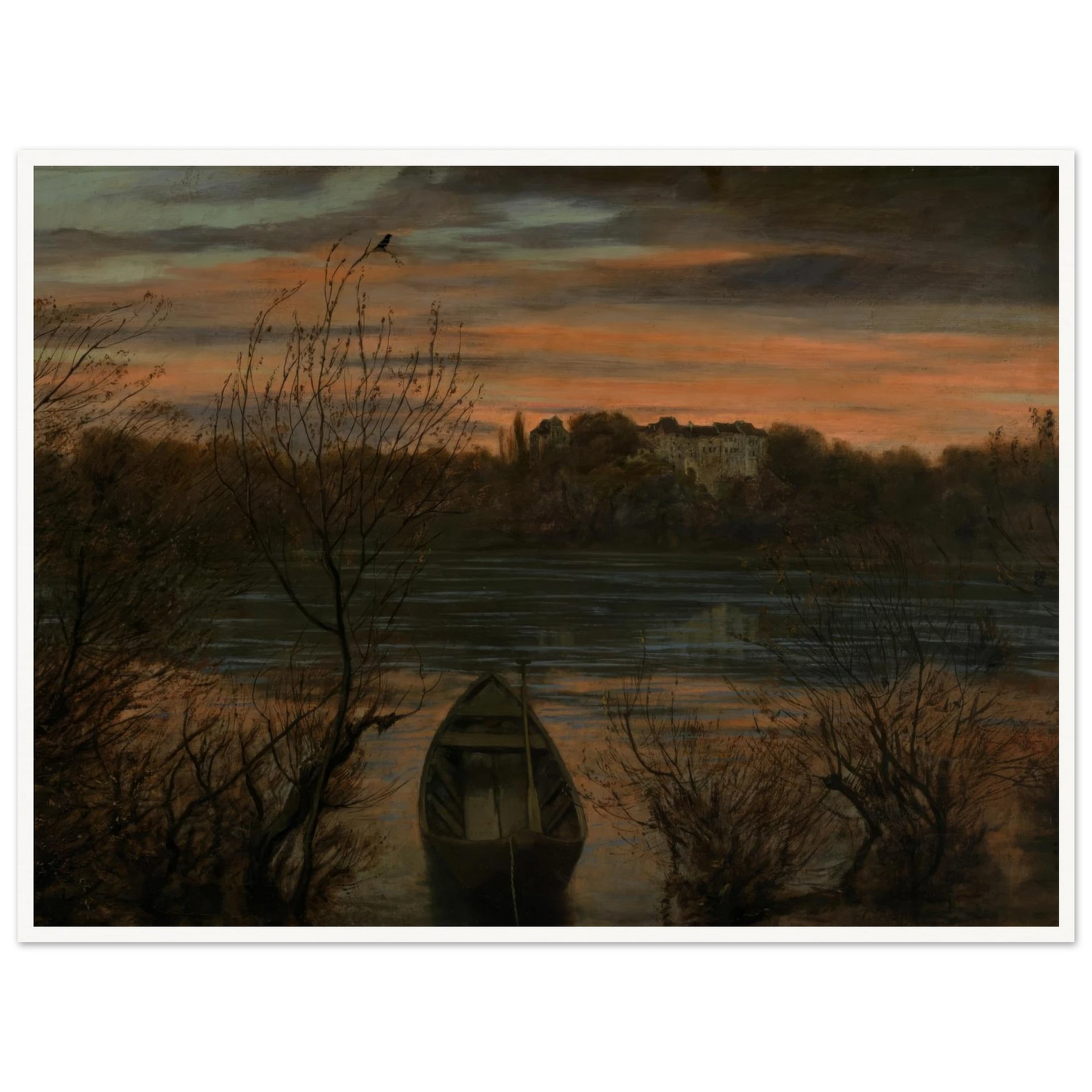 Einsamer Kahn (1880) Art Print | Hans Thoma - Framed Poster - 30x40 cm / 12x16″ - Black frame