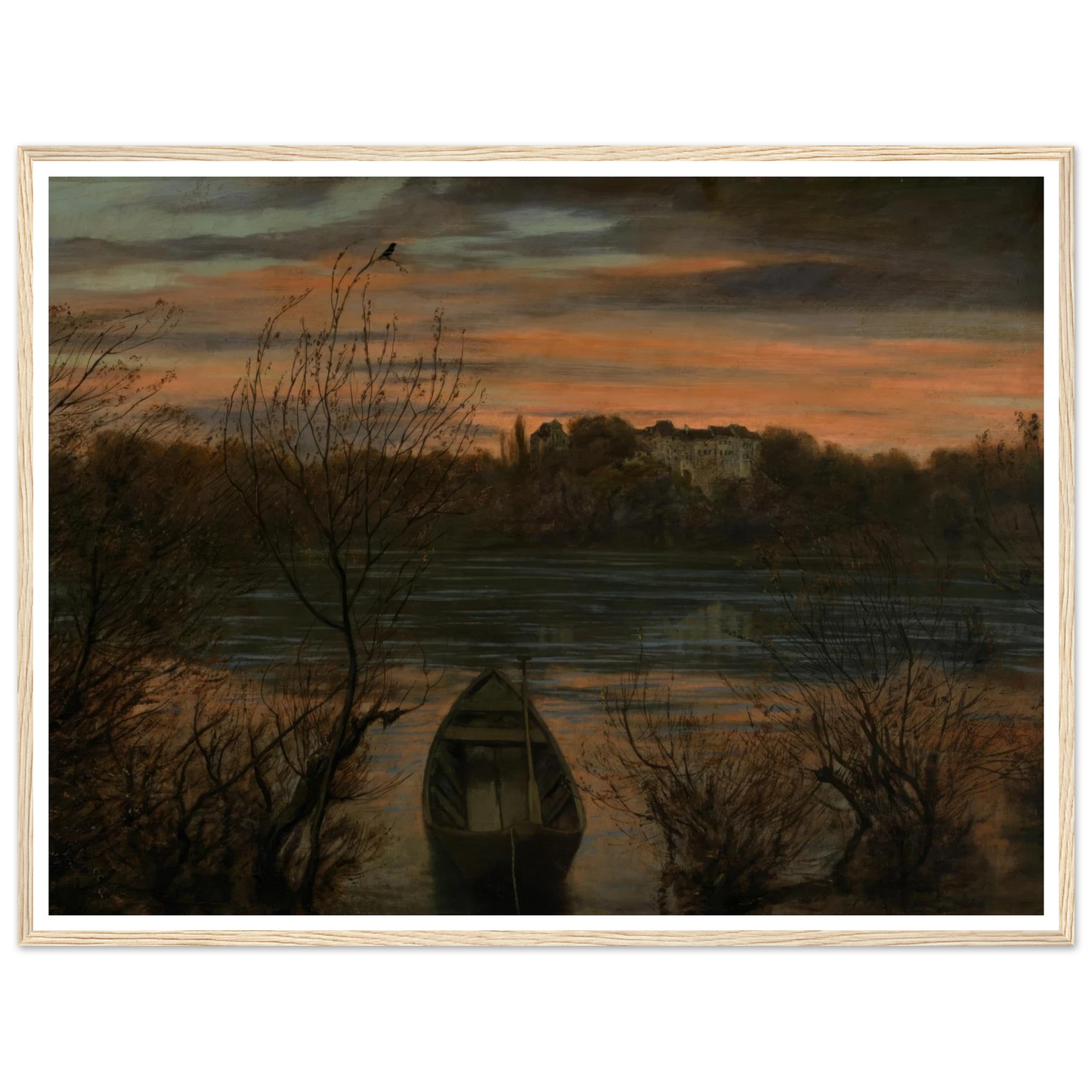 Einsamer Kahn (1880) Art Print | Hans Thoma - Framed Poster - 30x40 cm / 12x16″ - Black frame