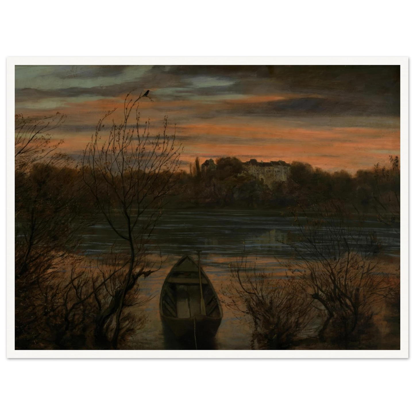 Einsamer Kahn (1880) Art Print | Hans Thoma - Framed Poster - 30x40 cm / 12x16″ - Black frame