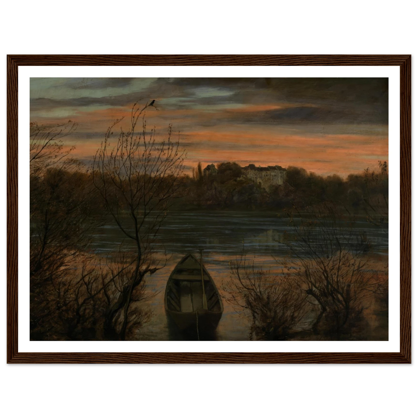 Einsamer Kahn (1880) Art Print | Hans Thoma - Framed Poster - 30x40 cm / 12x16″ - Black frame