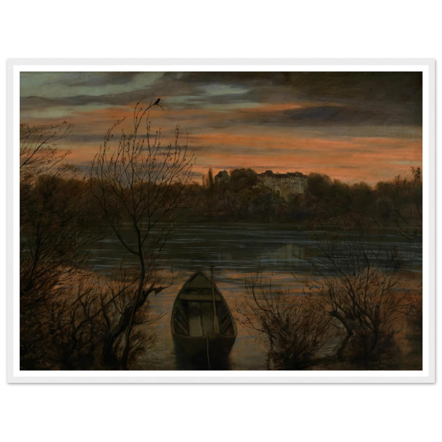 Einsamer Kahn (1880) Art Print | Hans Thoma - Framed Poster - 30x40 cm / 12x16″ - Black frame