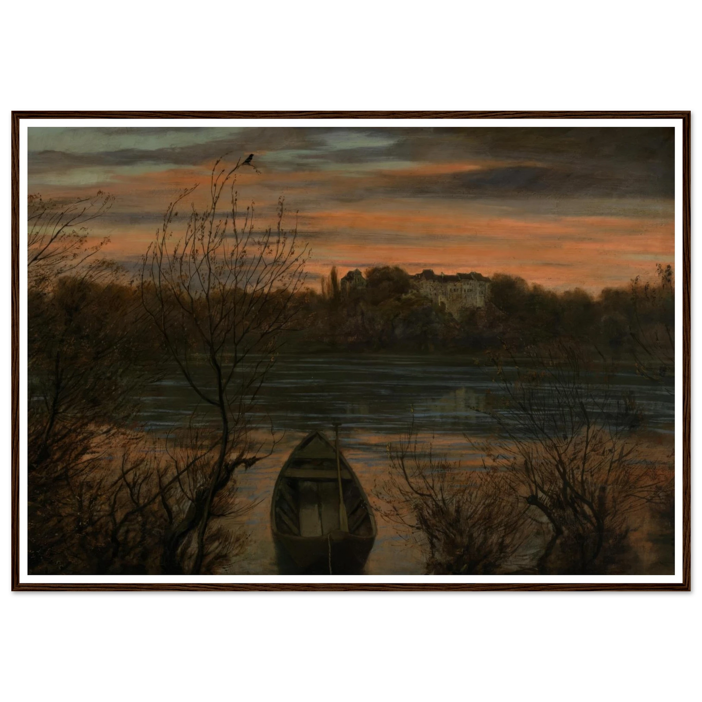 Einsamer Kahn (1880) Art Print | Hans Thoma - Framed Poster - 30x40 cm / 12x16″ - Black frame