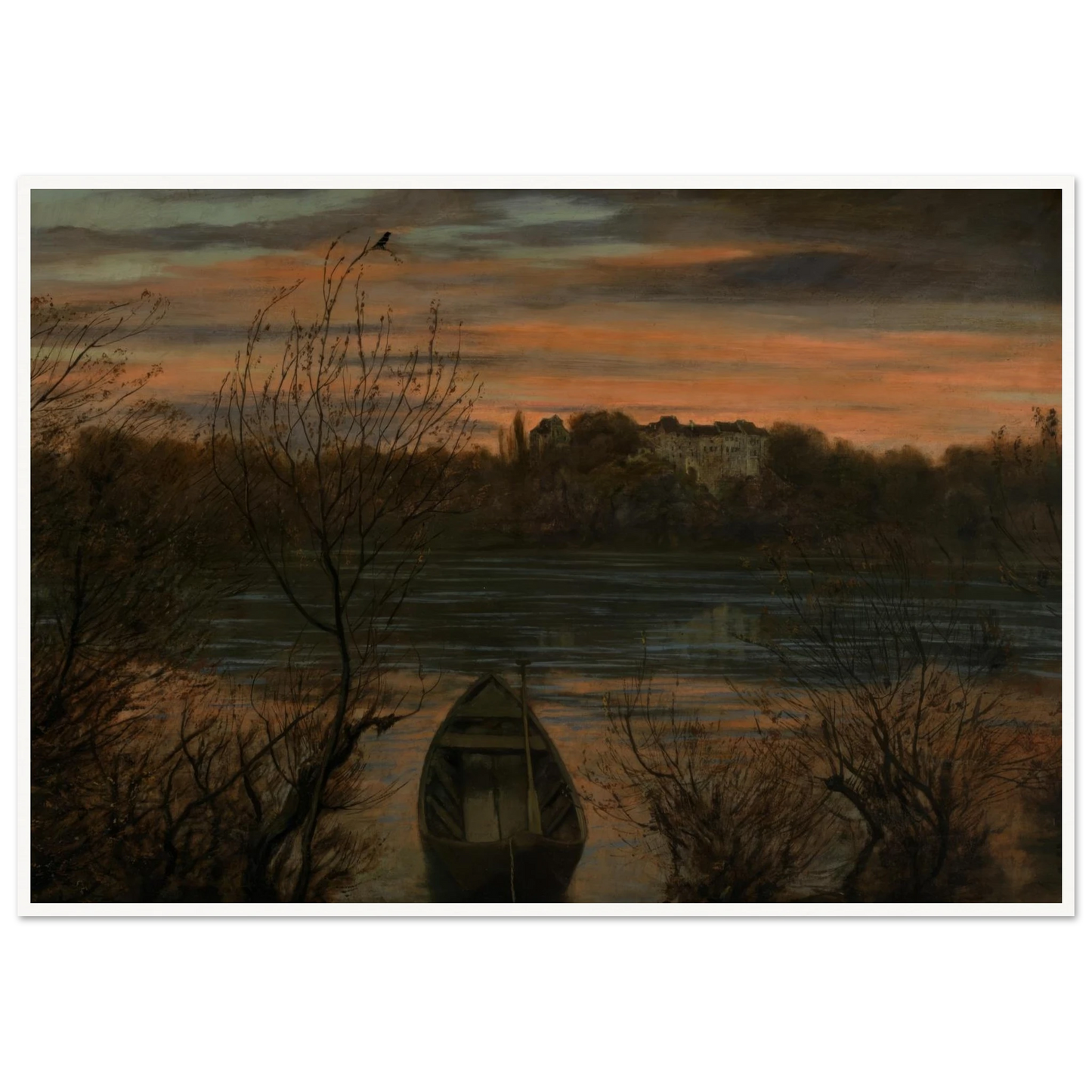 Einsamer Kahn (1880) Art Print | Hans Thoma - Framed Poster - 30x40 cm / 12x16″ - Black frame