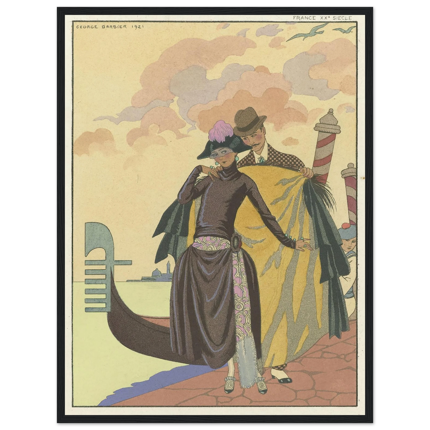 Elle et Lui ; France XXe siècle (1922) Art Print | George Barbier - Framed Poster - 30x40 cm / 12x16″ - Black frame