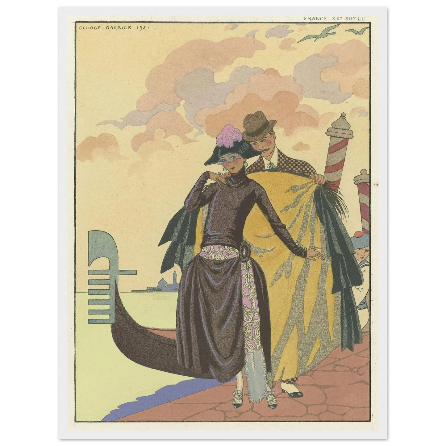 Elle et Lui ; France XXe siècle (1922) Art Print | George Barbier - Framed Poster - 30x40 cm / 12x16″ - Black frame