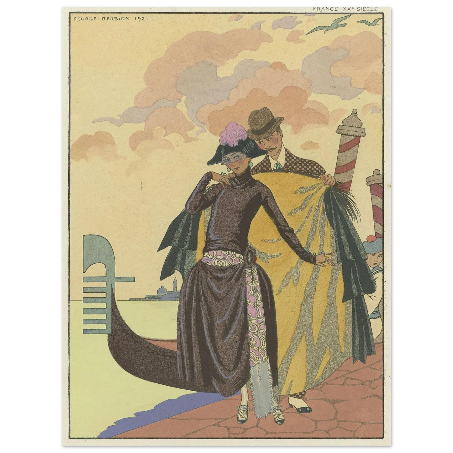 Elle et Lui ; France XXe siècle (1922) Art Print | George Barbier - Framed Poster - 30x40 cm / 12x16″ - Black frame