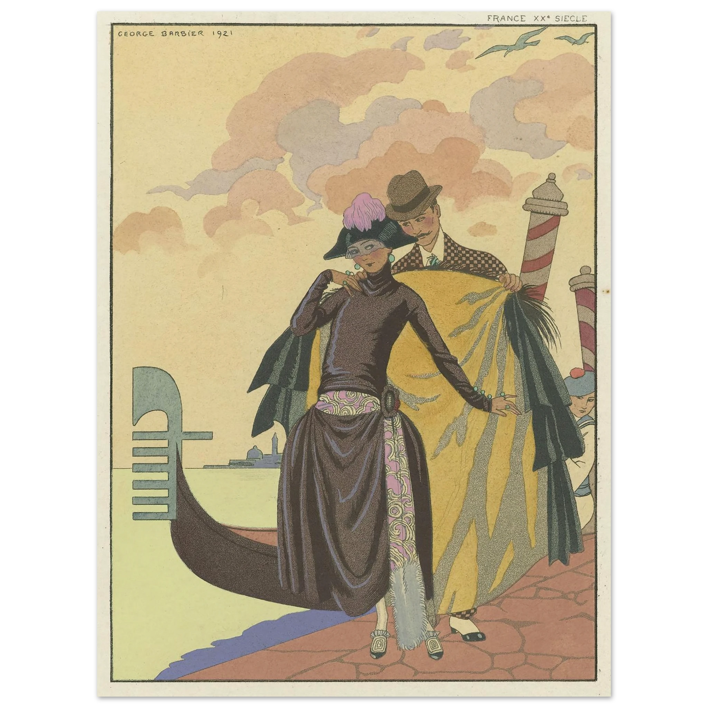 Elle et Lui ; France XXe siècle (1922) Art Print | George Barbier - Framed Poster - 30x40 cm / 12x16″ - Black frame