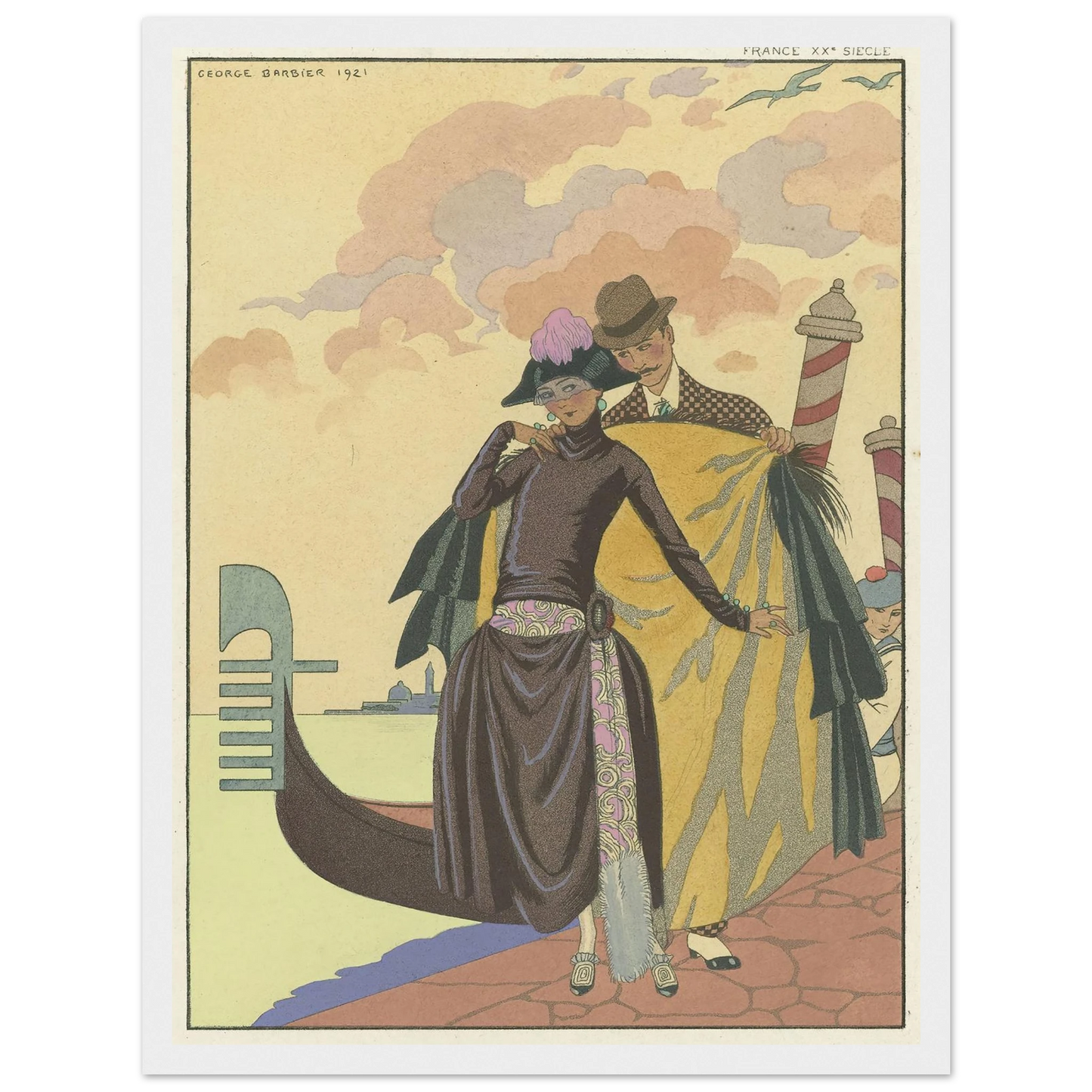 Elle et Lui ; France XXe siècle (1922) Art Print | George Barbier - Framed Poster - 30x40 cm / 12x16″ - Black frame