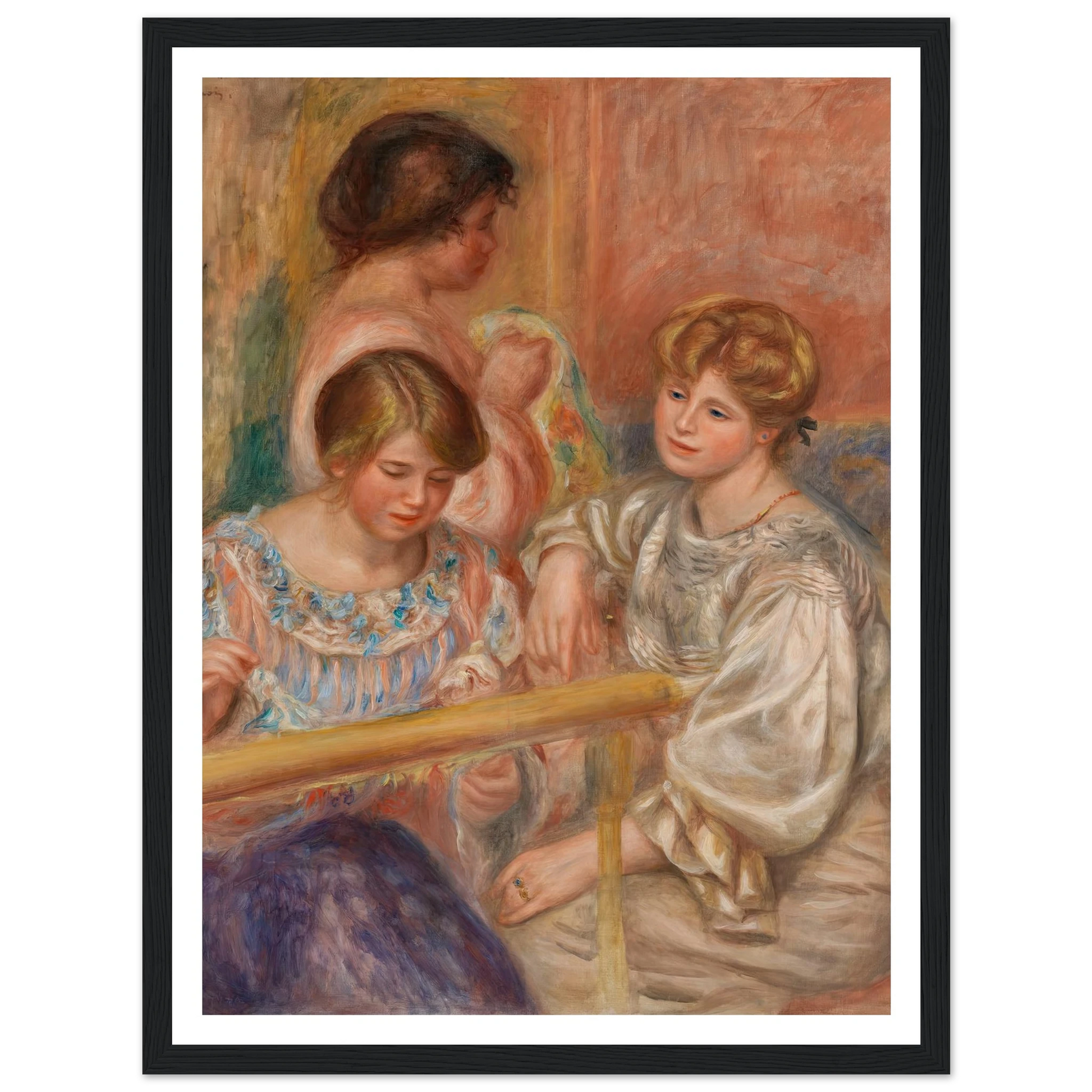 Embroiderers (Les Brodeuses) (c. 1902) Art Print | Pierre Auguste Renoir - Framed Poster - 30x40 cm / 12x16″ - Black frame