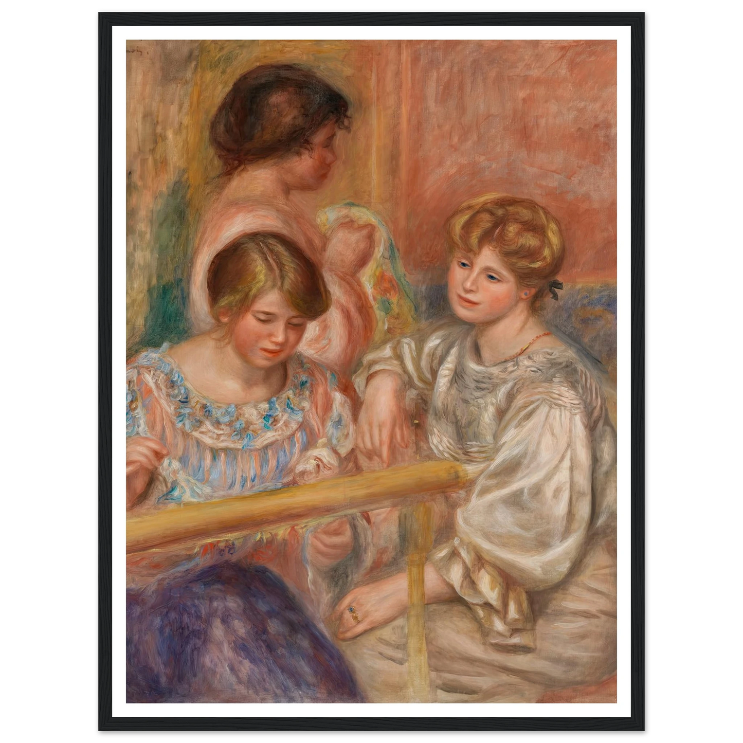 Embroiderers (Les Brodeuses) (c. 1902) Art Print | Pierre Auguste Renoir - Framed Poster - 30x40 cm / 12x16″ - Black frame