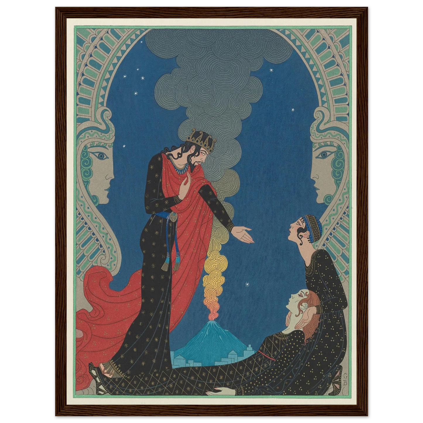 Empedocles and Panthea (1929) Art Print | George Barbier - Framed Poster - 30x40 cm / 12x16″ - Black frame