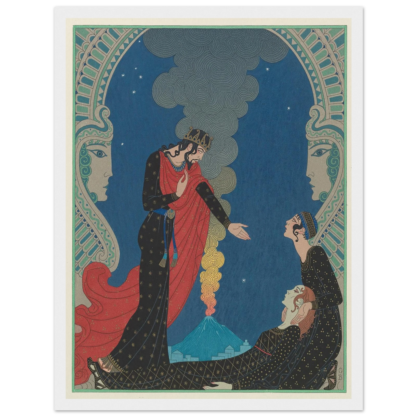 Empedocles and Panthea (1929) Art Print | George Barbier - Framed Poster - 30x40 cm / 12x16″ - Black frame