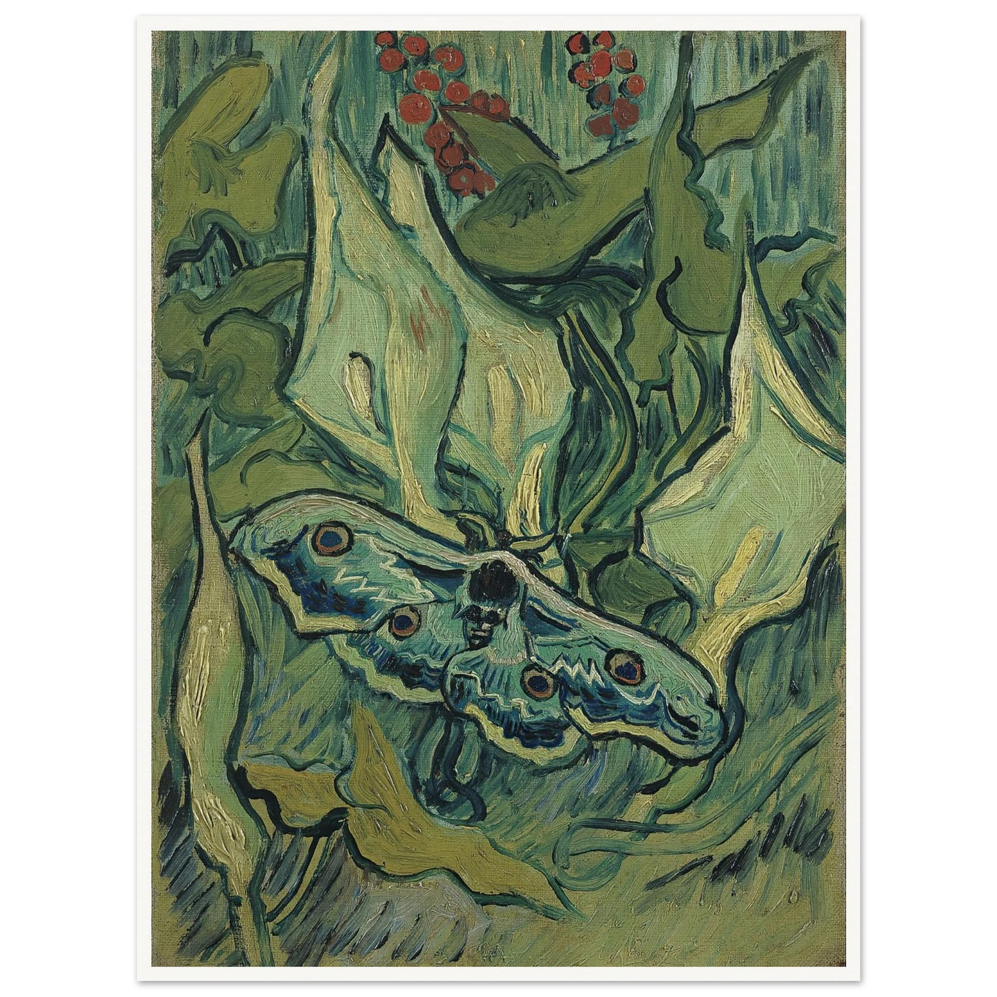Emperor moth (1889) Art Print | Vincent van Gogh - Framed Poster - 30x40 cm / 12x16″ - Black frame