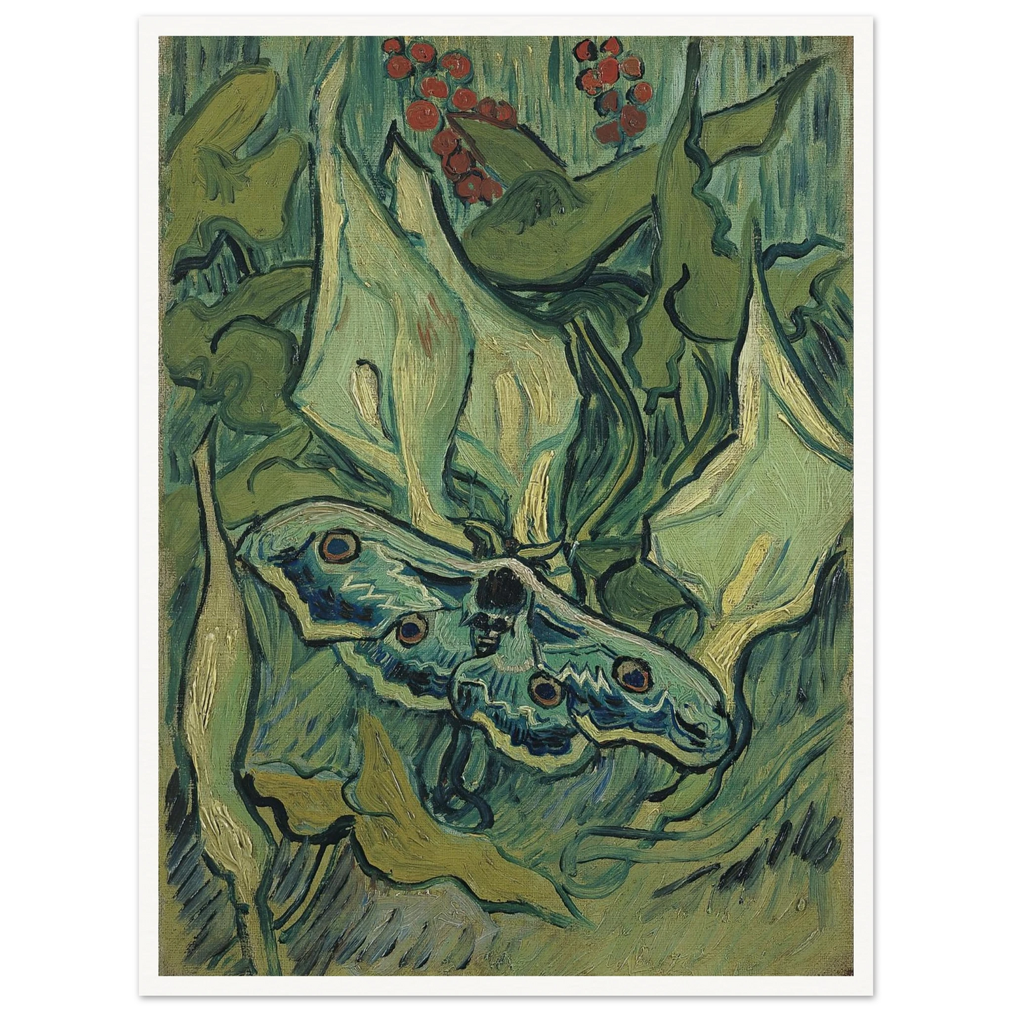 Emperor moth (1889) Art Print | Vincent van Gogh - Framed Poster - 30x40 cm / 12x16″ - Black frame