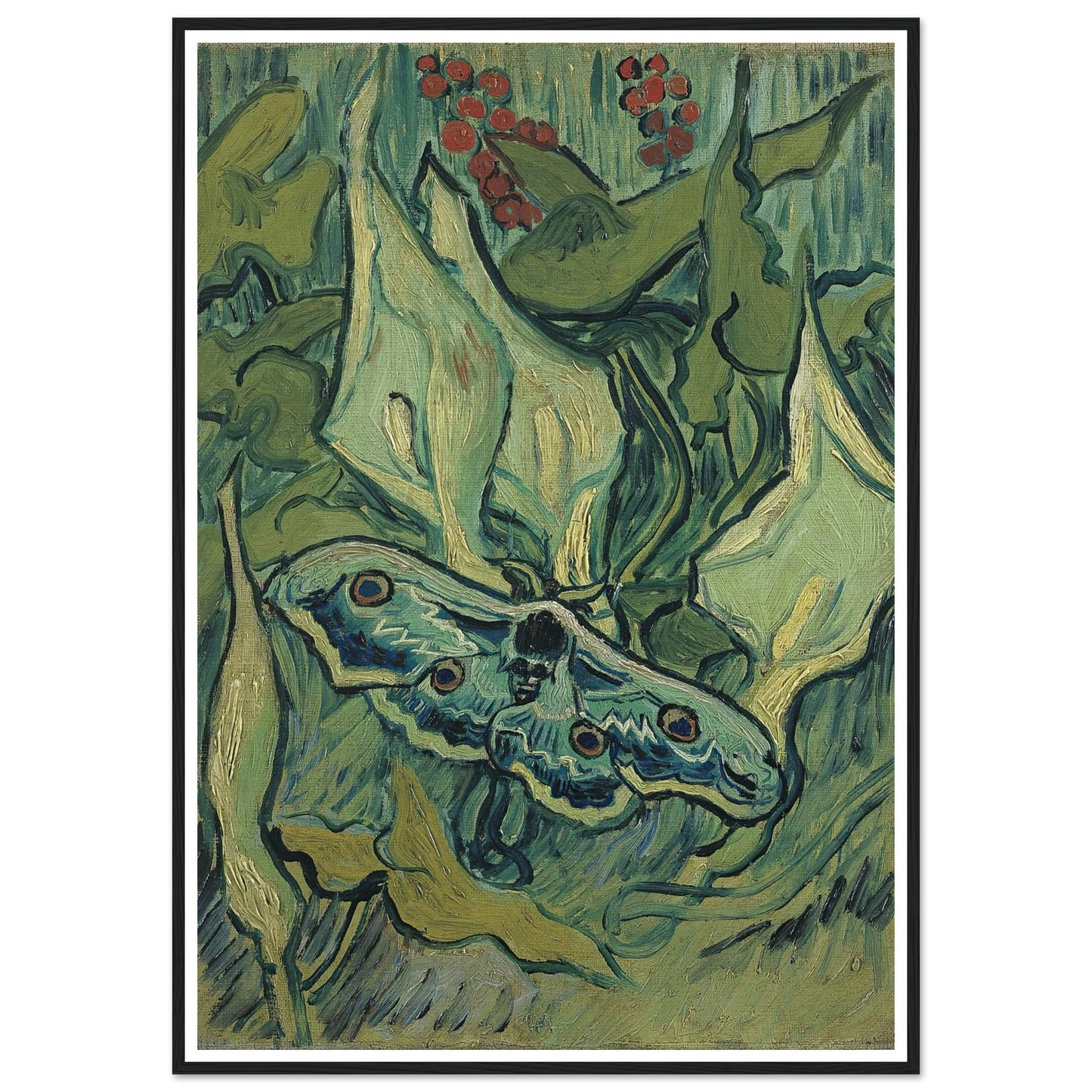 Emperor moth (1889) Art Print | Vincent van Gogh - Framed Poster - 30x40 cm / 12x16″ - Black frame