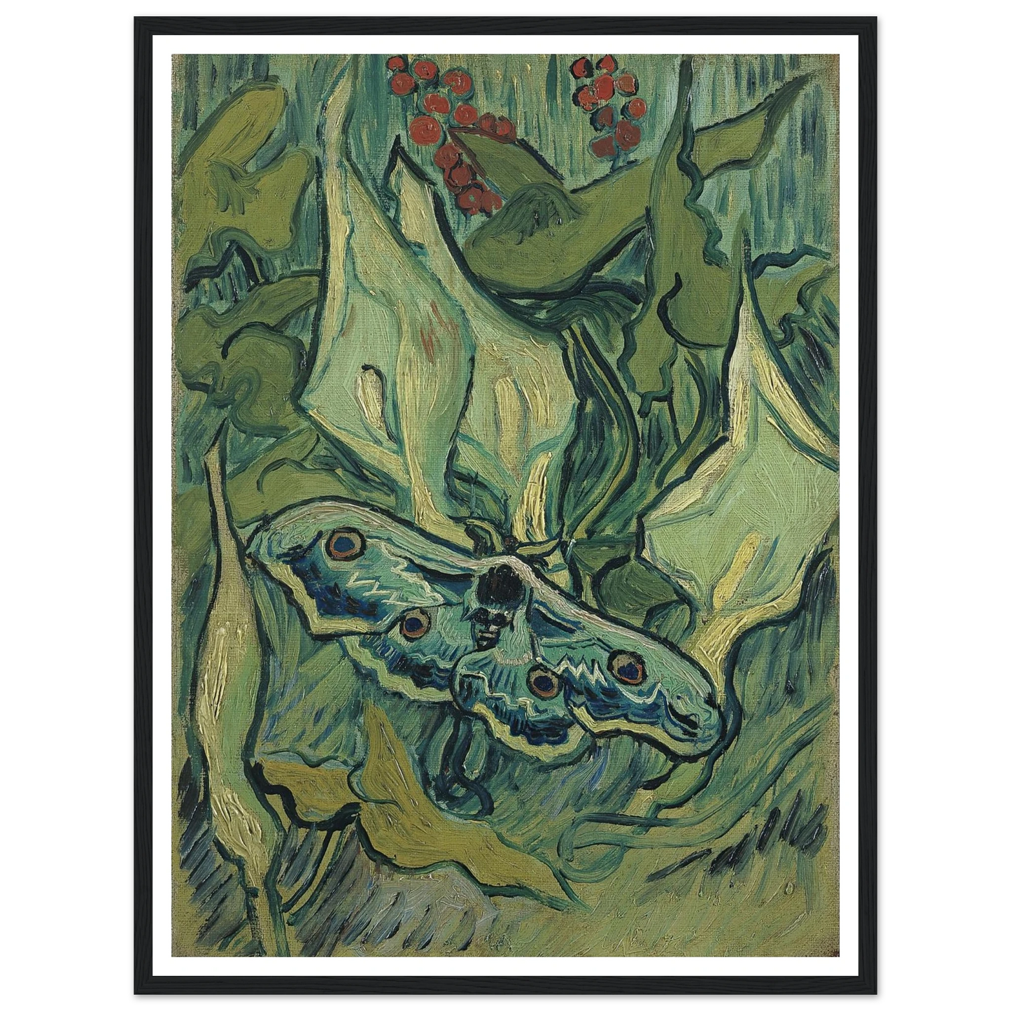 Emperor moth (1889) Art Print | Vincent van Gogh - Framed Poster - 30x40 cm / 12x16″ - Black frame
