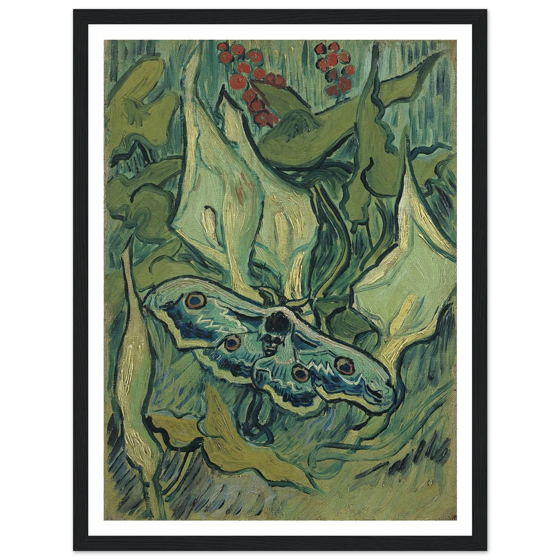 Emperor moth (1889) Art Print | Vincent van Gogh - Framed Poster - 30x40 cm / 12x16″ - Black frame