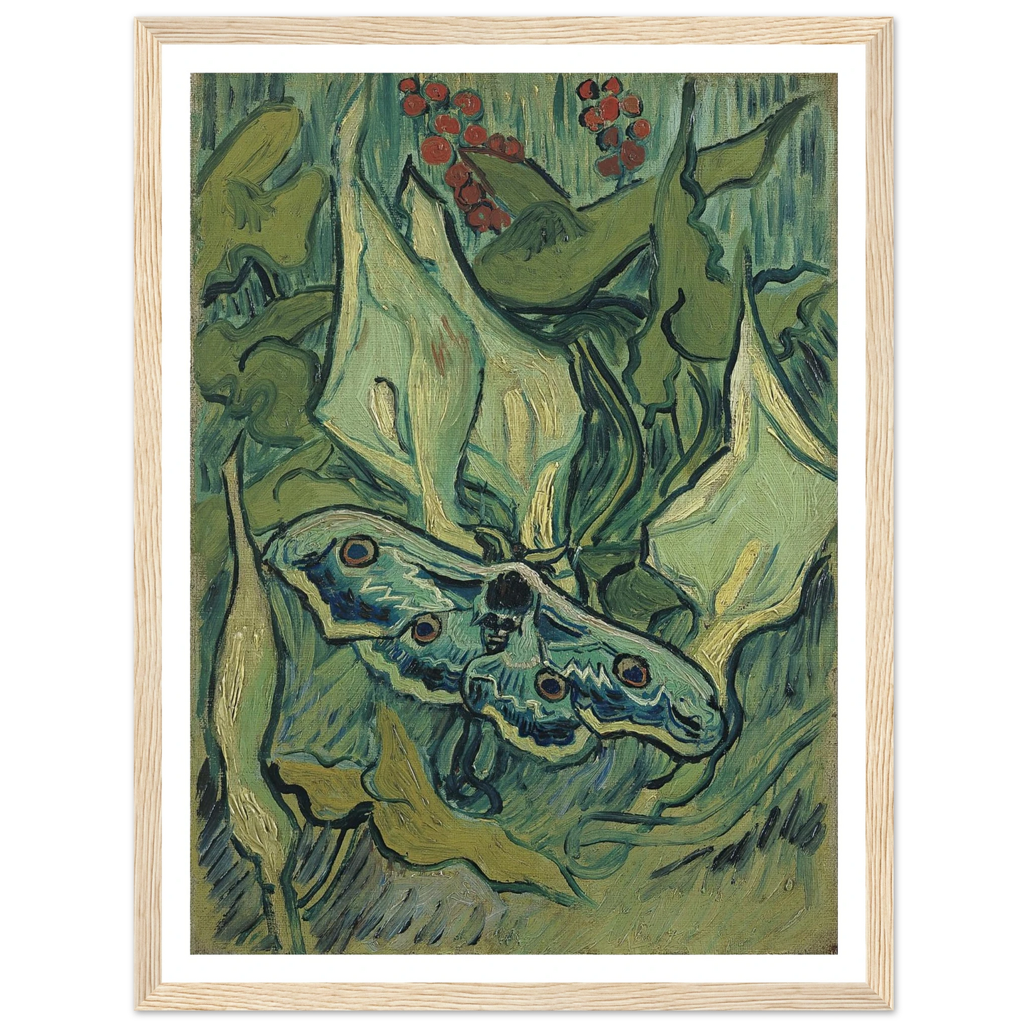 Emperor moth (1889) Art Print | Vincent van Gogh - Framed Poster - 30x40 cm / 12x16″ - Black frame