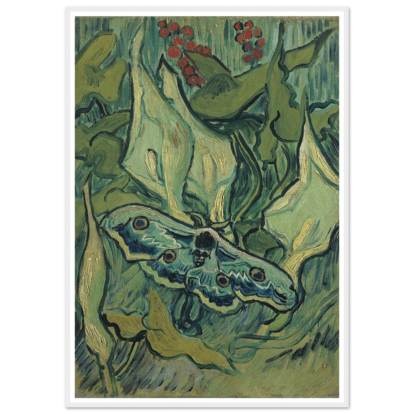 Emperor moth (1889) Art Print | Vincent van Gogh - Framed Poster - 30x40 cm / 12x16″ - Black frame