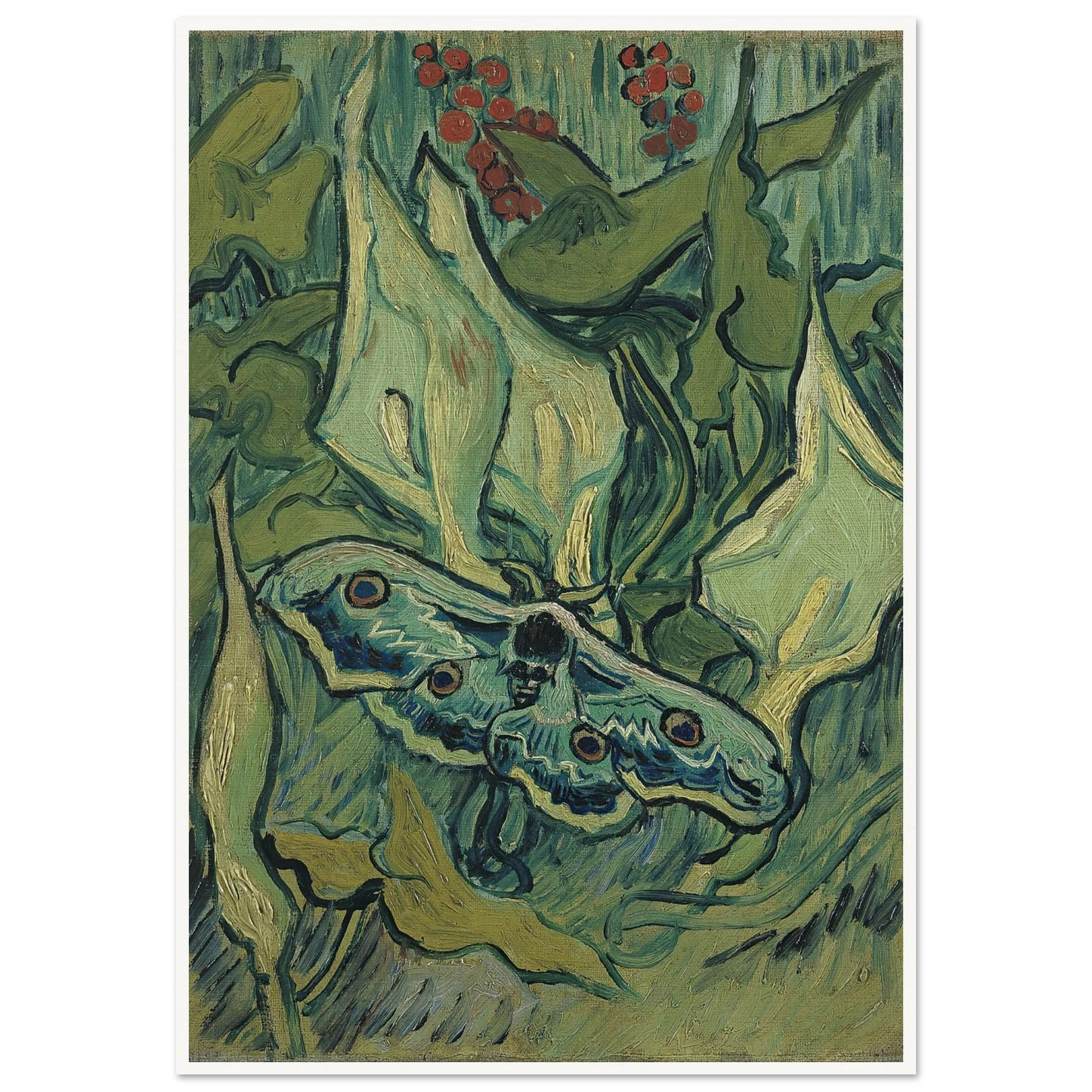 Emperor moth (1889) Art Print | Vincent van Gogh - Framed Poster - 30x40 cm / 12x16″ - Black frame