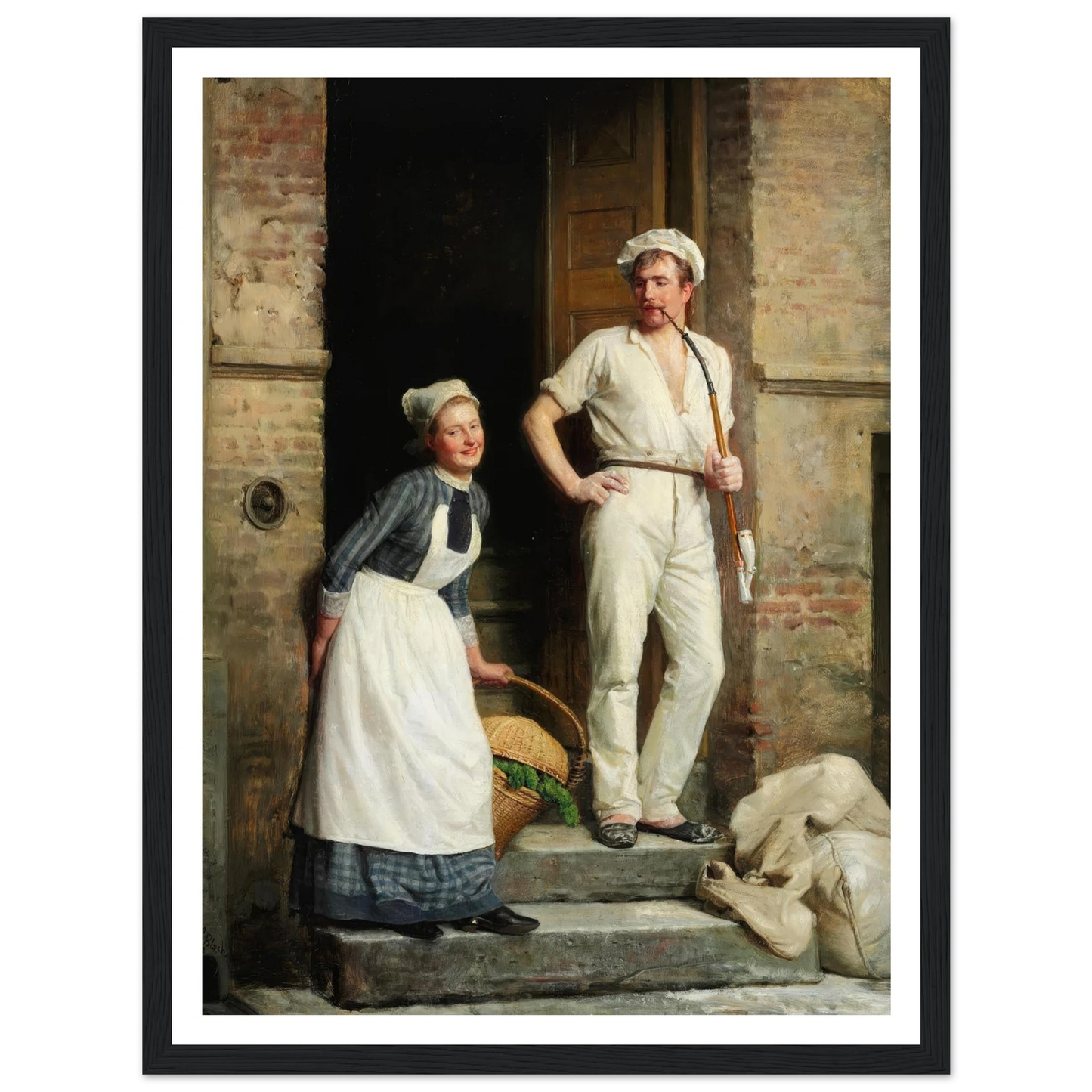 En Bager, der kjøler sig (1888) Art Print | Carl Bloch - Framed Poster - 30x40 cm / 12x16″ - Black frame