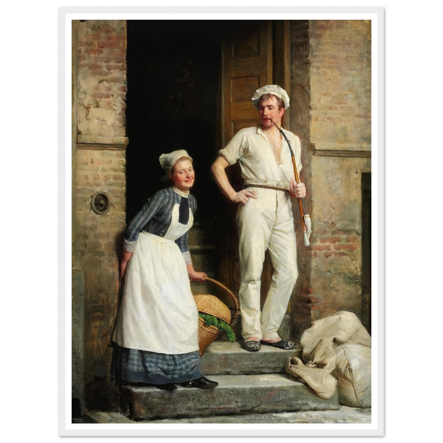 En Bager, der kjøler sig (1888) Art Print | Carl Bloch - Framed Poster - 30x40 cm / 12x16″ - Black frame