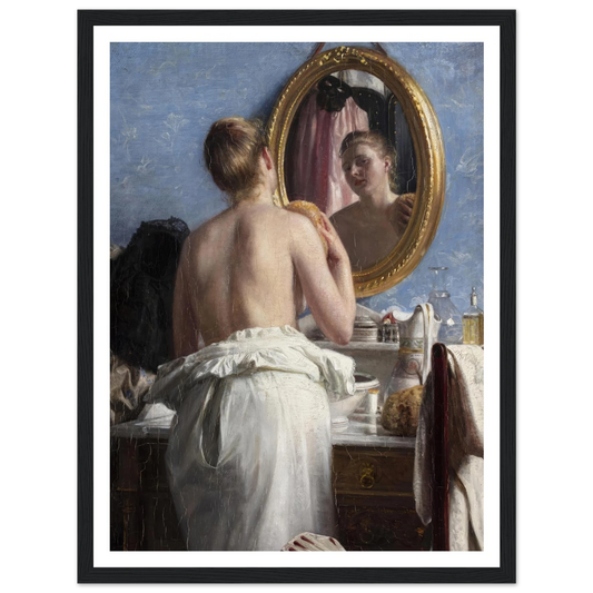 En pige, som vasker sig før et karneval (1887) Art Print | Carl Bloch - Framed Poster - 30x40 cm / 12x16″ - Black frame