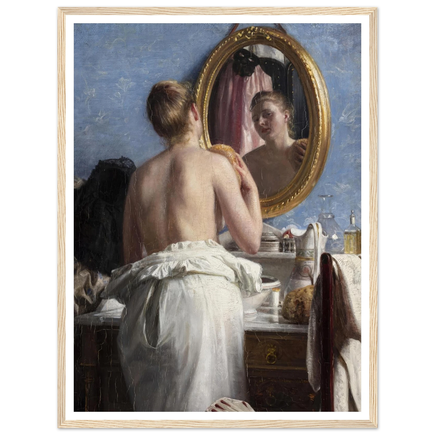 En pige, som vasker sig før et karneval (1887) Art Print | Carl Bloch - Framed Poster - 30x40 cm / 12x16″ - Black frame