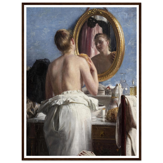 En pige, som vasker sig før et karneval (1887) Art Print | Carl Bloch - Framed Poster - 30x40 cm / 12x16″ - Black frame