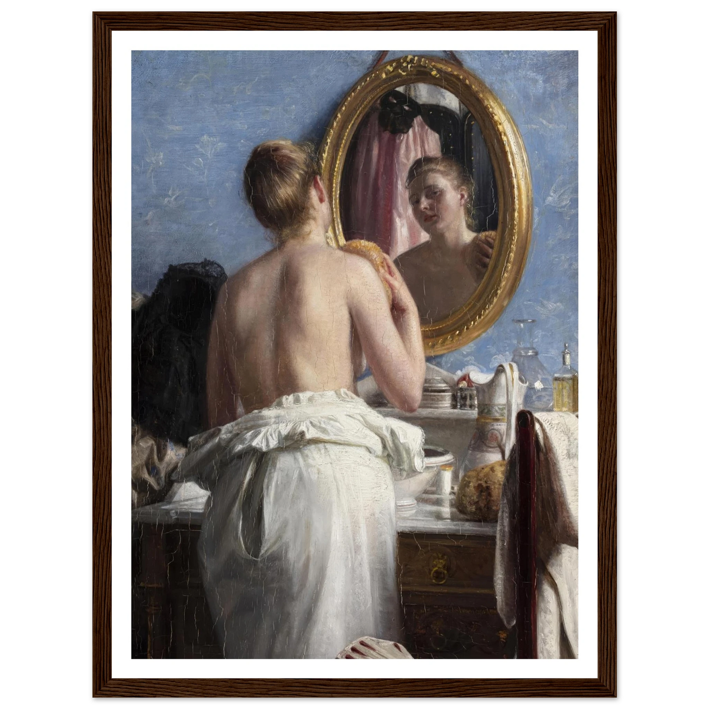 En pige, som vasker sig før et karneval (1887) Art Print | Carl Bloch - Framed Poster - 30x40 cm / 12x16″ - Black frame