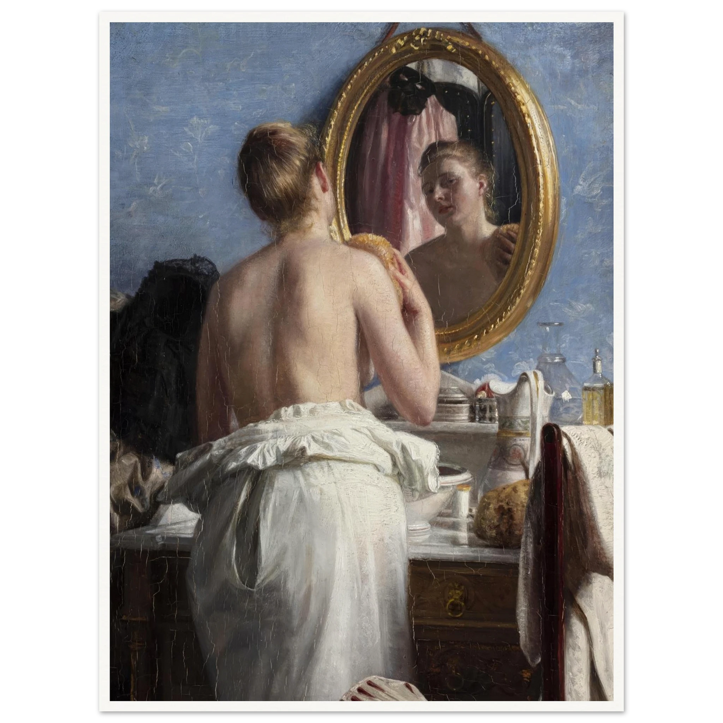 En pige, som vasker sig før et karneval (1887) Art Print | Carl Bloch - Framed Poster - 30x40 cm / 12x16″ - Black frame