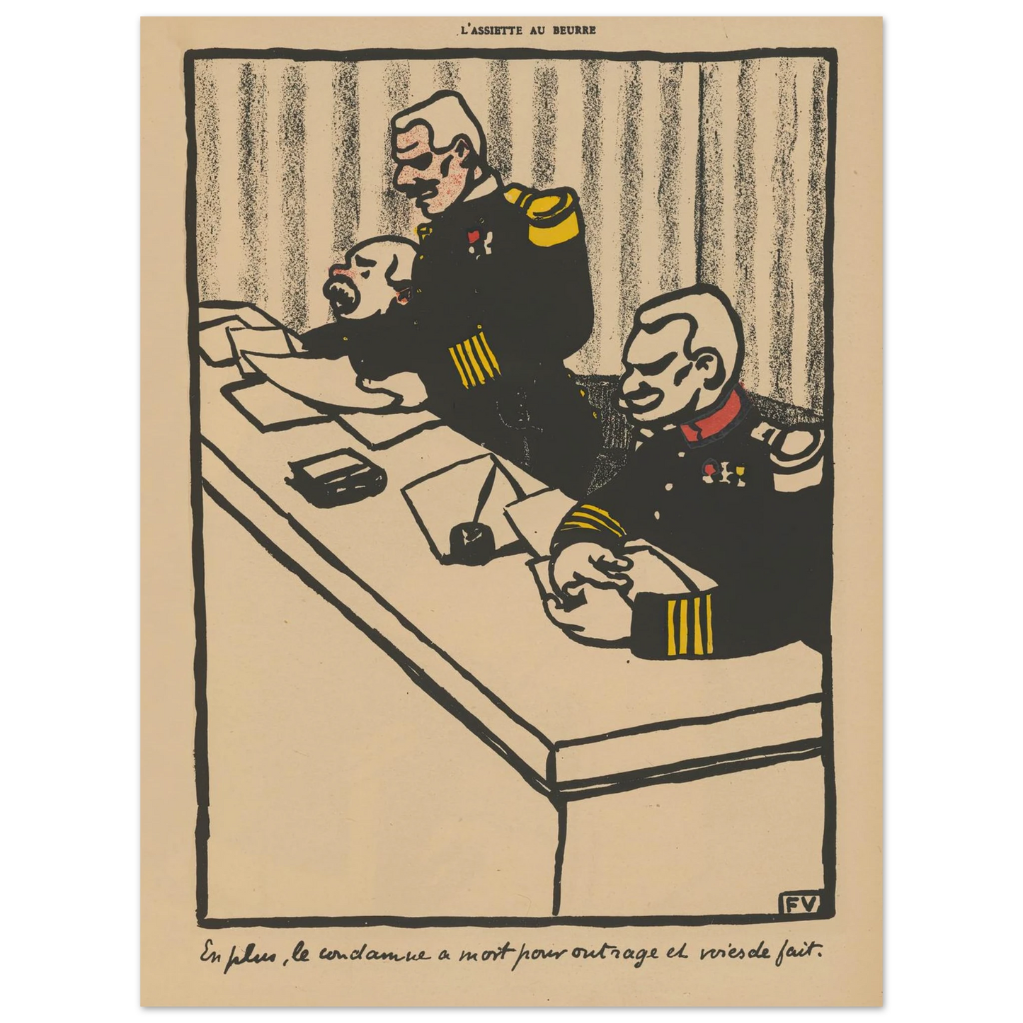 En plus, le condamme a mort pour outrage et voies de fait (1902) Art Print | Felix Vallotton - Framed Poster - 30x40 cm / 12x16″ - Black frame