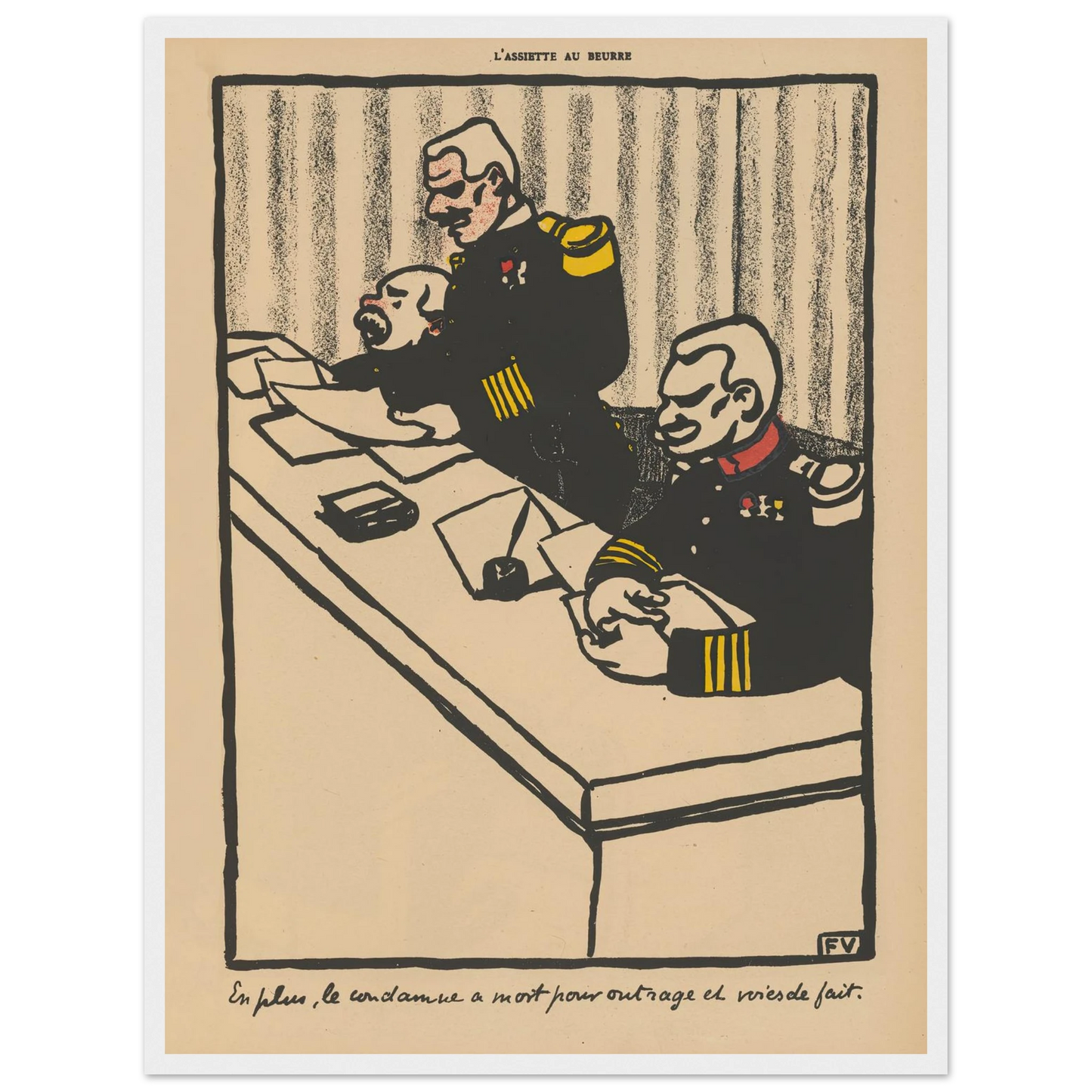 En plus, le condamme a mort pour outrage et voies de fait (1902) Art Print | Felix Vallotton - Framed Poster - 30x40 cm / 12x16″ - Black frame