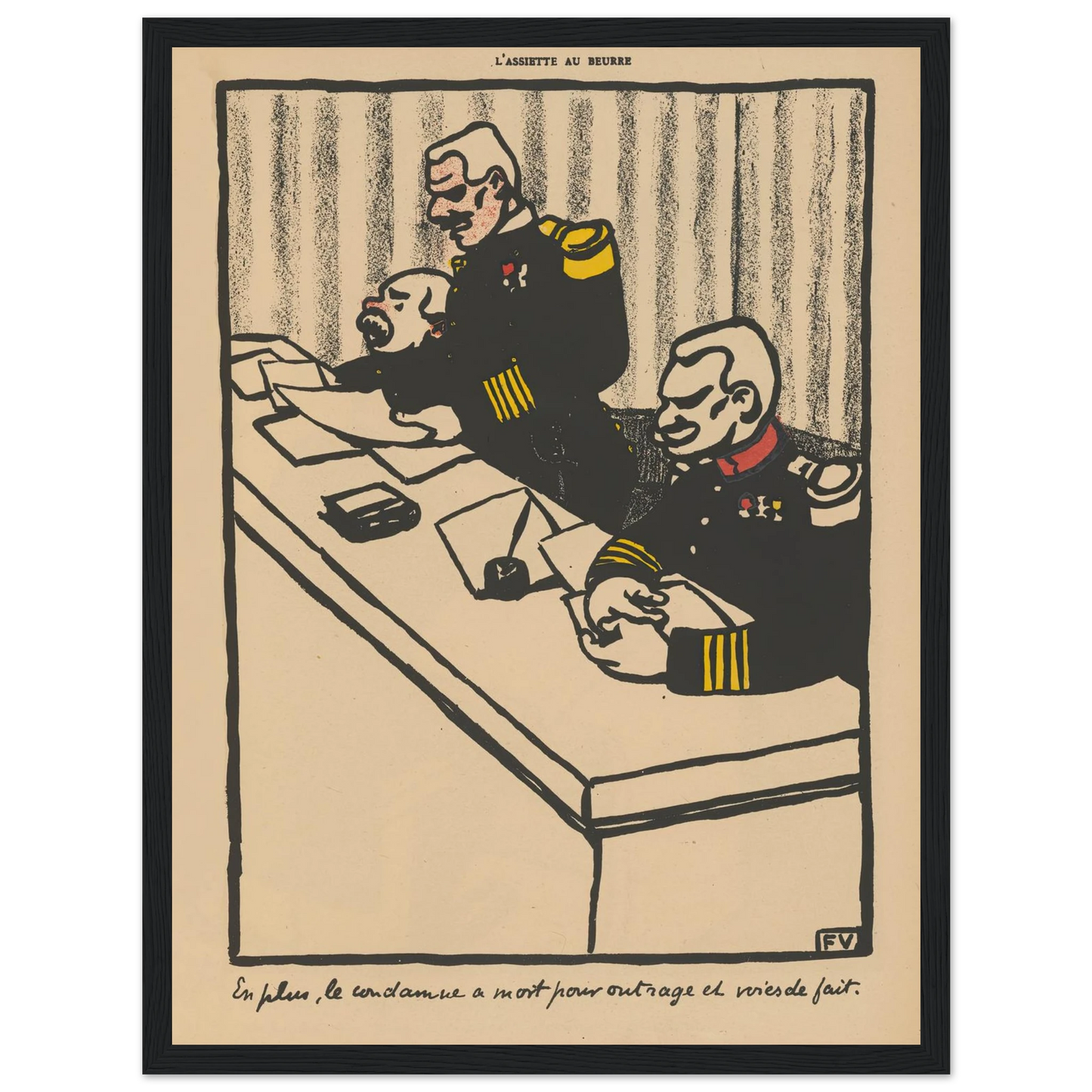 En plus, le condamme a mort pour outrage et voies de fait (1902) Art Print | Felix Vallotton - Framed Poster - 30x40 cm / 12x16″ - Black frame