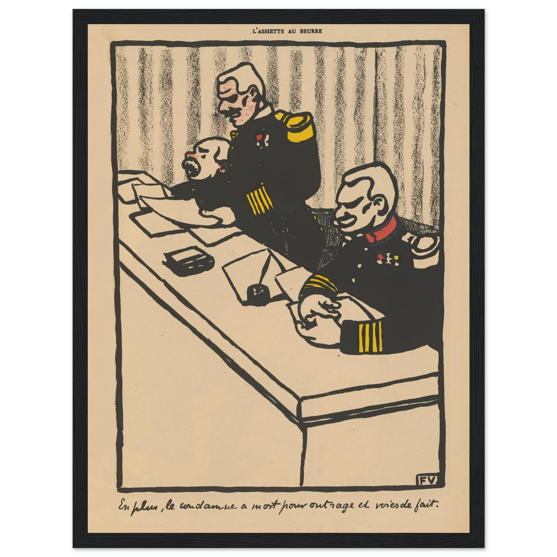 En plus, le condamme a mort pour outrage et voies de fait (1902) Art Print | Felix Vallotton - Framed Poster - 30x40 cm / 12x16″ - Black frame