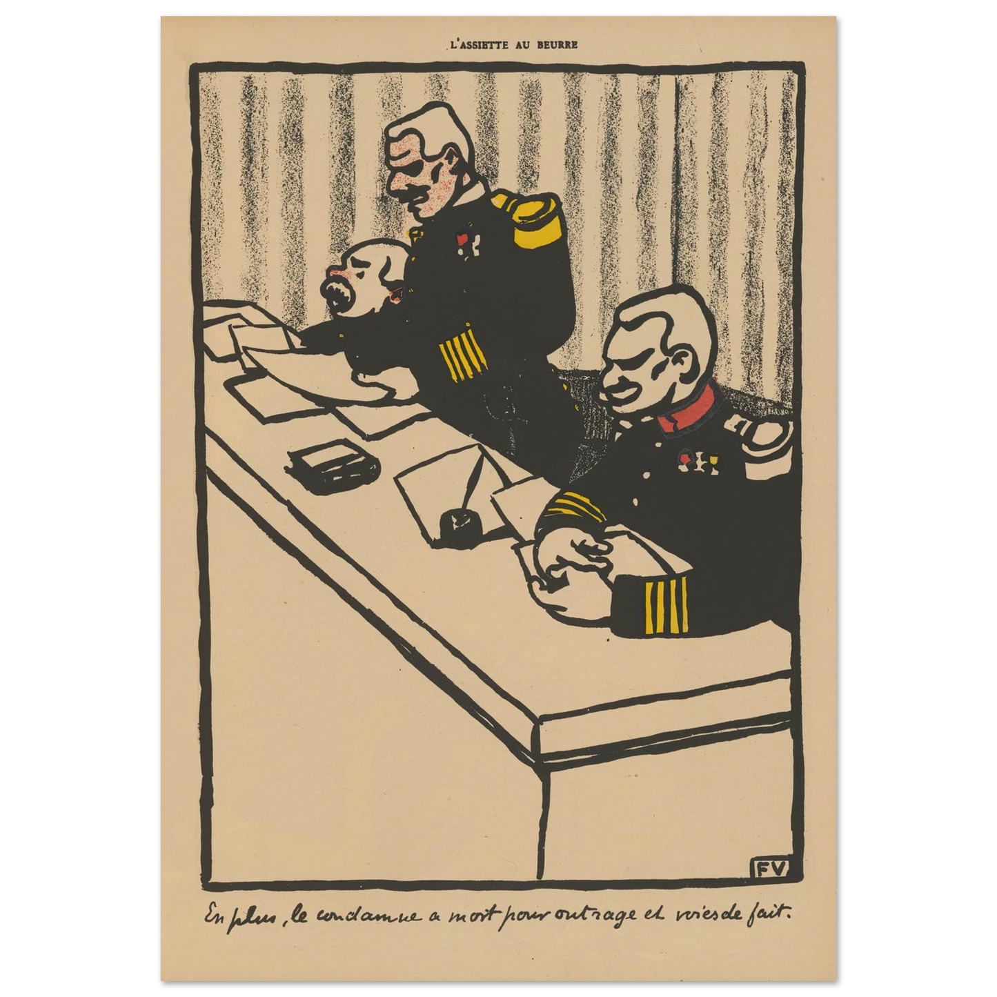 En plus, le condamme a mort pour outrage et voies de fait (1902) Art Print | Felix Vallotton - Framed Poster - 30x40 cm / 12x16″ - Black frame