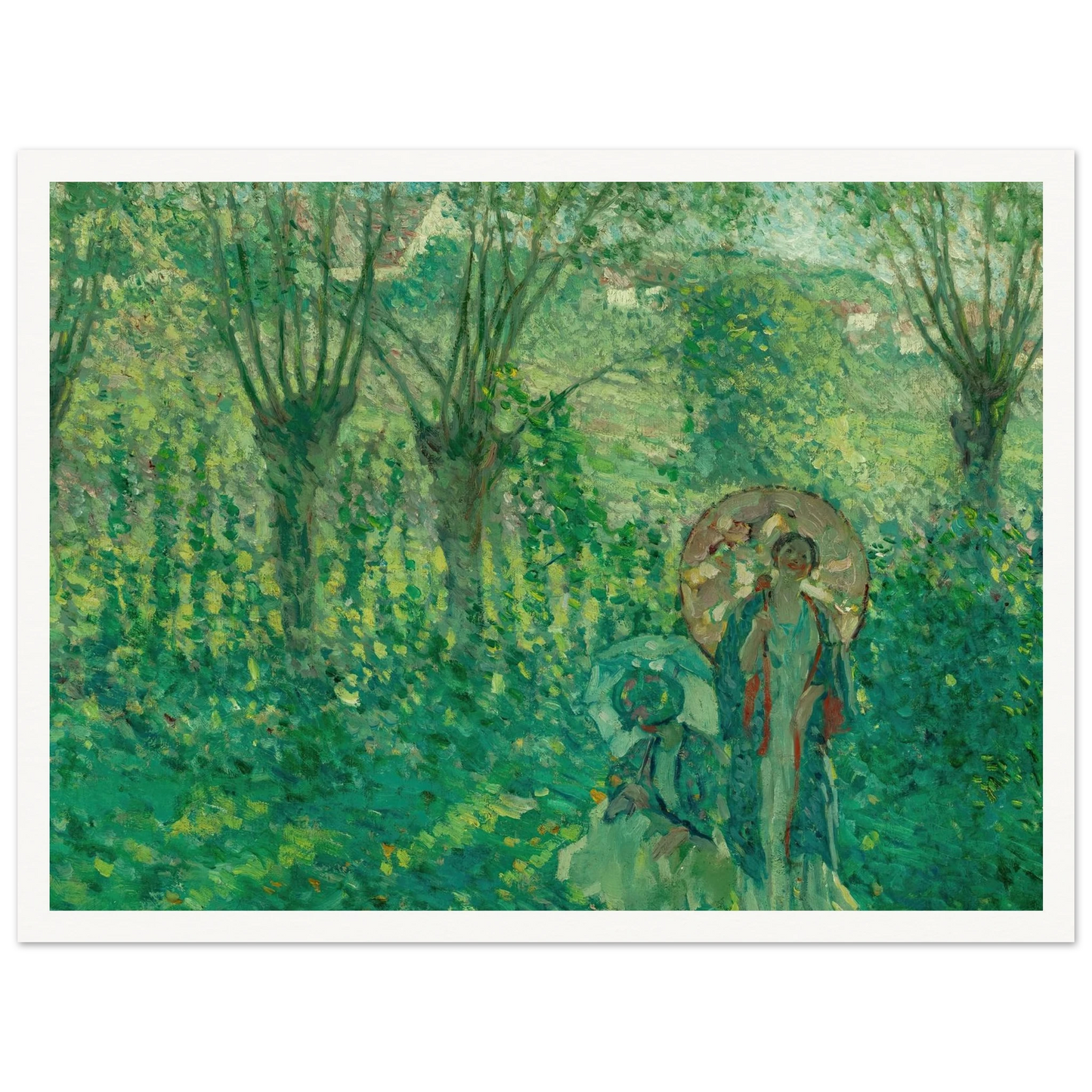 En Promenade (1908) Art Print | Frederick Carl Frieseke - Framed Poster - 30x40 cm / 12x16″ - Black frame