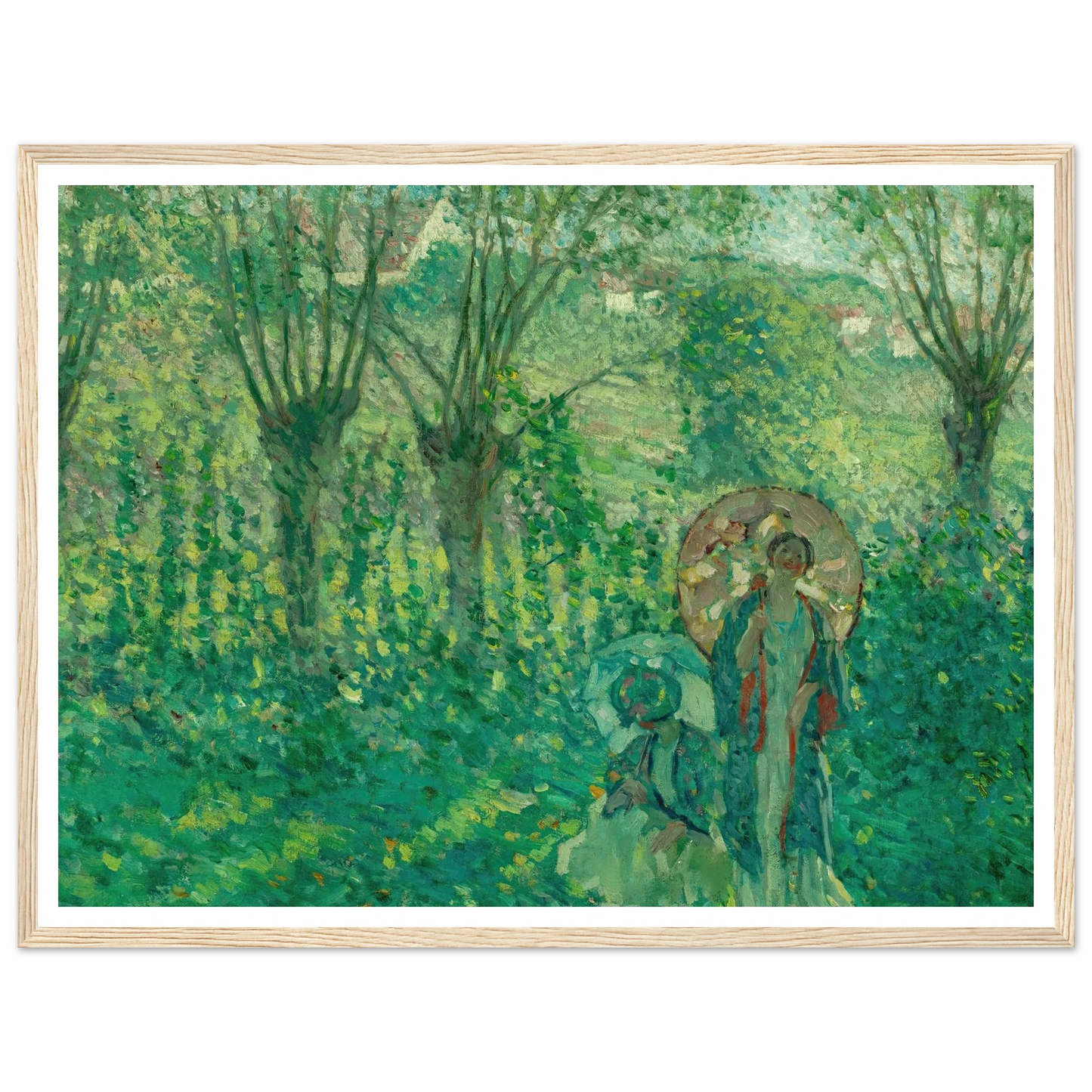 En Promenade (1908) Art Print | Frederick Carl Frieseke - Framed Poster - 30x40 cm / 12x16″ - Black frame